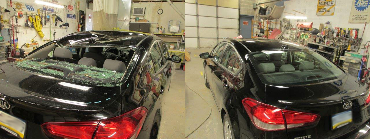 auto collision repair before and after on a kia