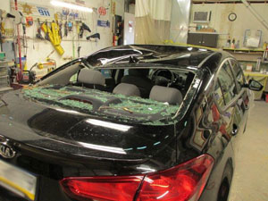 Kia after an auto accident and before auto body repairs