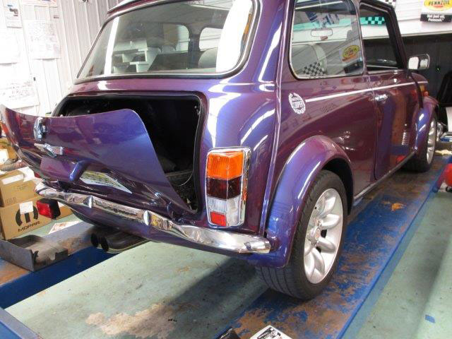 Mini Cooper  after an auto accident and before auto body repairs